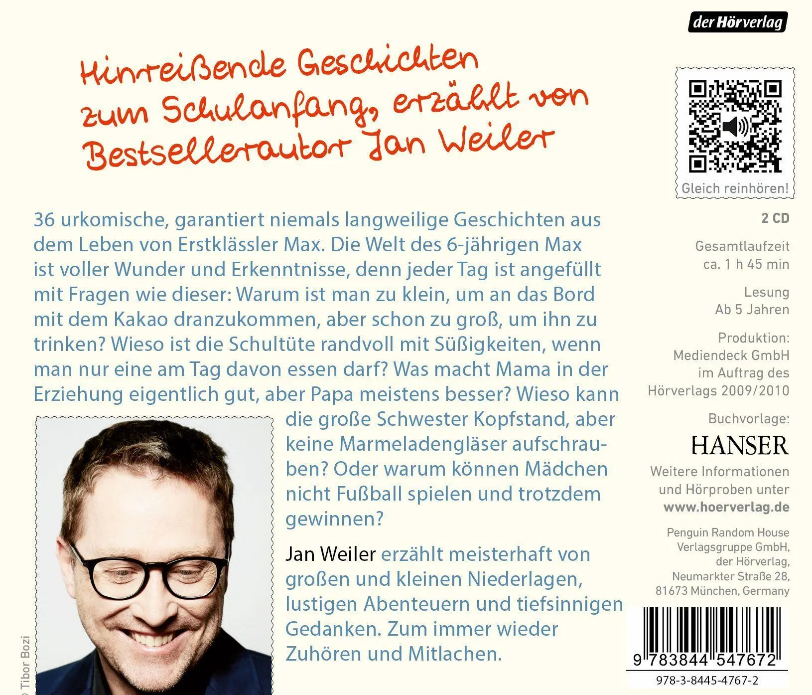 Bild: 9783844547672 | Max | Memoiren eines Schulanfängers | Jan Weiler | Audio-CD | Deutsch