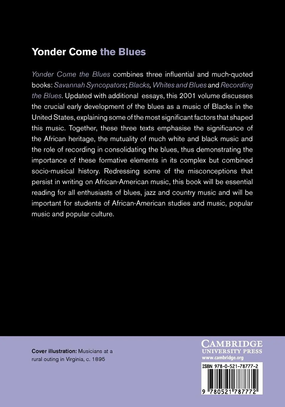 Rückseite: 9780521787772 | Yonder Come the Blues | The Evolution of a Genre | Paul Oliver (u. a.)