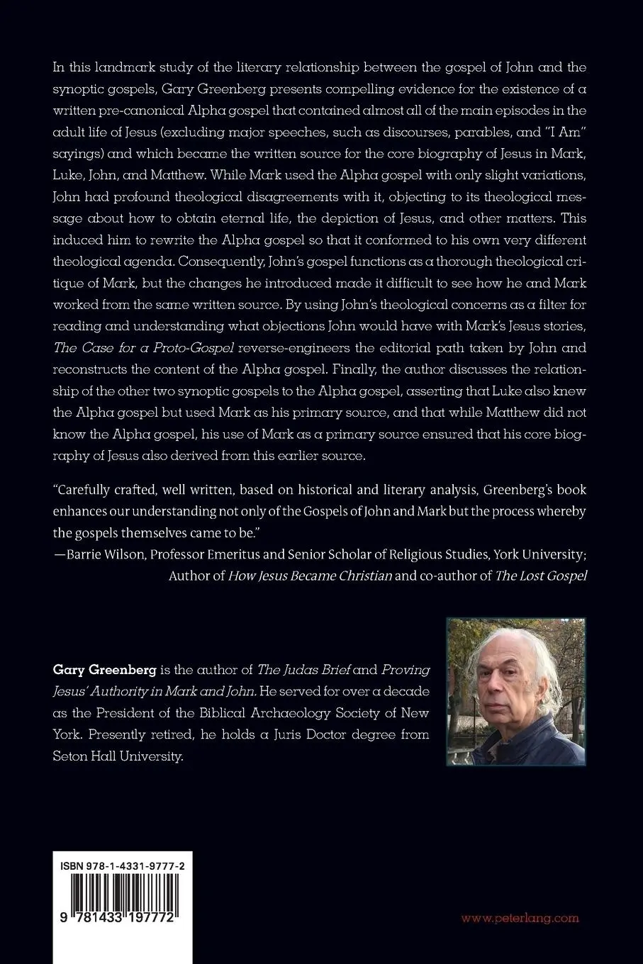 Rückseite: 9781433197772 | The Case for a Proto-Gospel | Gary Greenberg | Taschenbuch | 738 S.