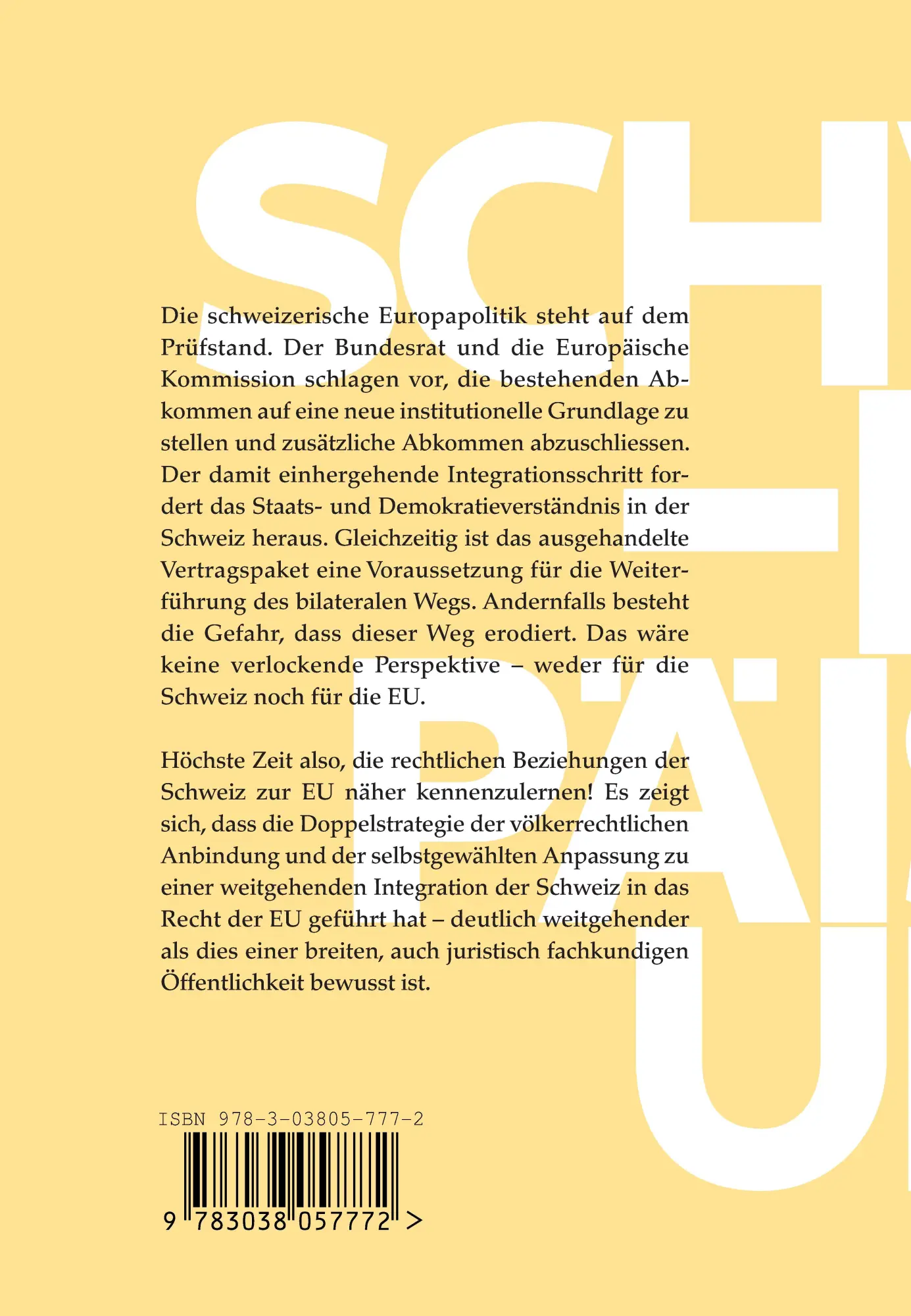 Rückseite: 9783038057772 | Schweiz - Europäische Union | Matthias Oesch | Buch | 368 S. | Deutsch