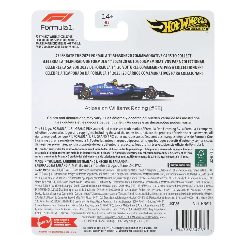 Bild: 194735347872 | Hot Wheels Premium F1 - Team Williams Driver 1 | Blister | JKD85