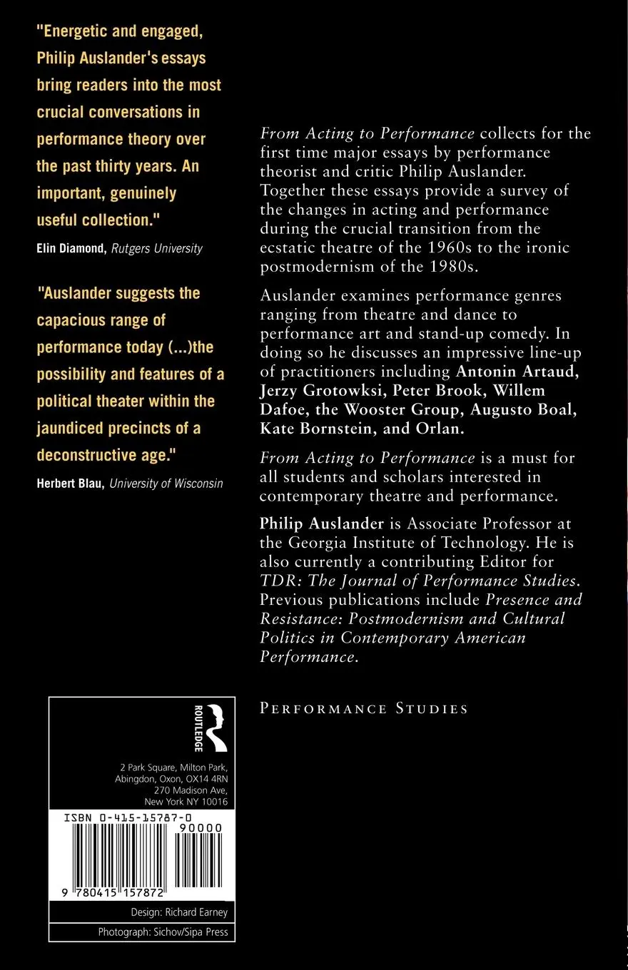 Rückseite: 9780415157872 | From Acting to Performance | Essays in Modernism and Postmodernism