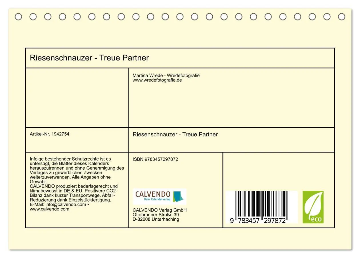 Bild: 9783457297872 | Riesenschnauzer - Treue Partner (Tischkalender 2026 DIN A5 quer),...