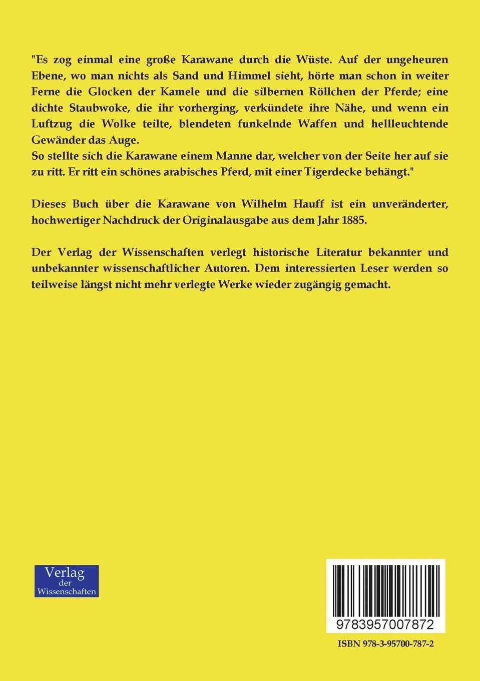 Rückseite: 9783957007872 | Die Karawane | Wilhelm Hauff | Taschenbuch | 236 S. | Deutsch | 2019