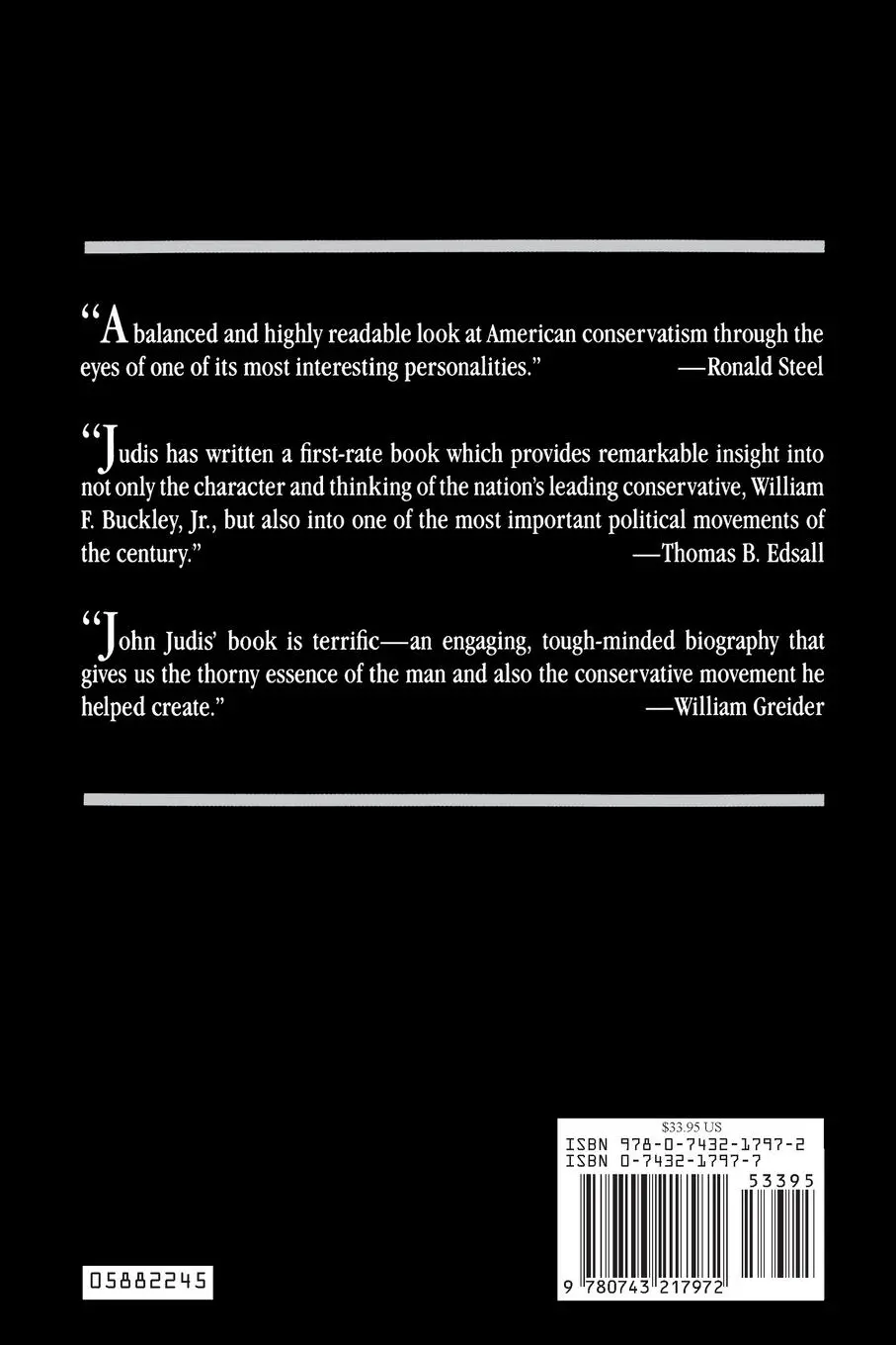 Rückseite: 9780743217972 | William F. Buckley, Jr. | Patron Saint of the Conservatives | Judis