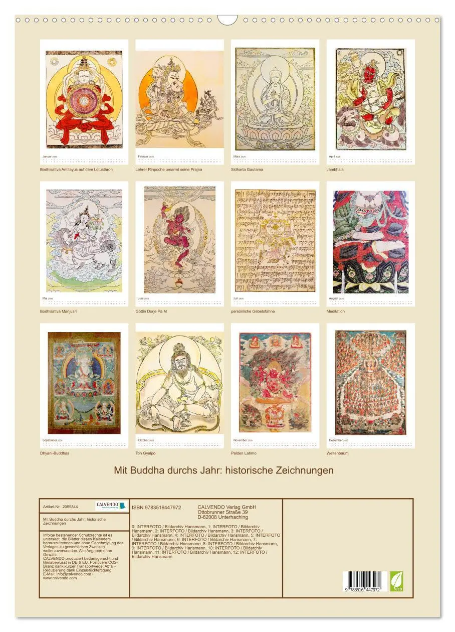 Bild: 9783516447972 | Mit Buddha durchs Jahr: historische Zeichnungen (Wandkalender 2026...