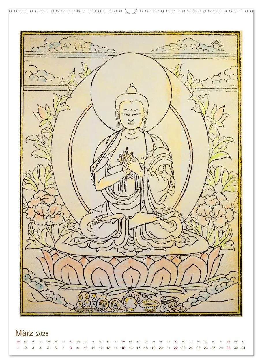 Bild: 9783516447972 | Mit Buddha durchs Jahr: historische Zeichnungen (Wandkalender 2026...