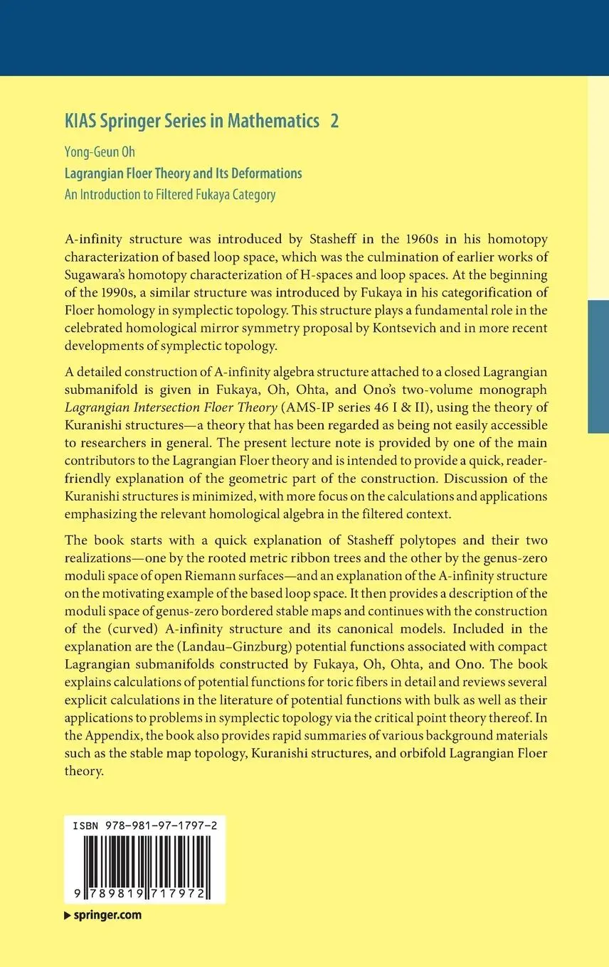Rückseite: 9789819717972 | Lagrangian Floer Theory and Its Deformations | Yong-Geun Oh | Buch