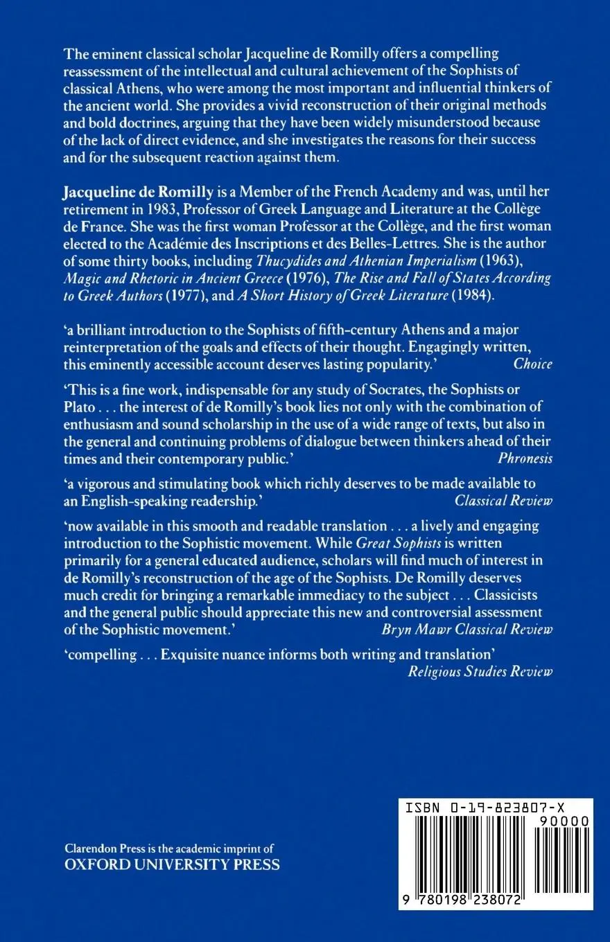 Rückseite: 9780198238072 | The Great Sophists in Periclean Athens | Jacqueline De Romilly (u. a.)