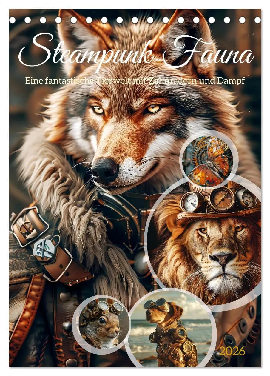 Cover: 9783516268072 | Steampunk Fauna (Tischkalender 2026 DIN A5 hoch), CALVENDO...