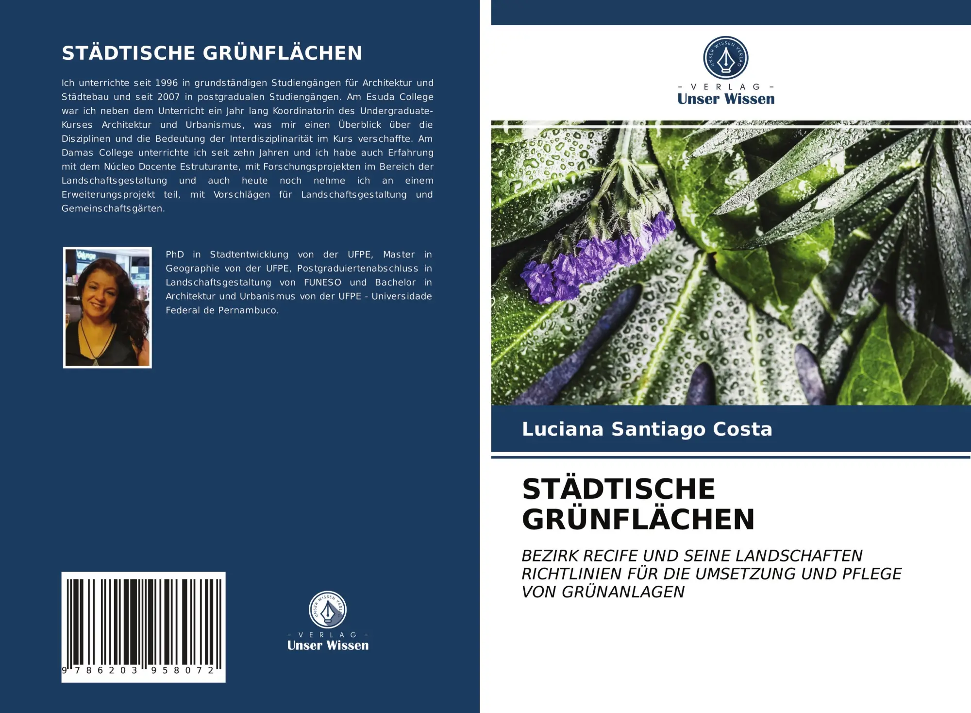 Cover: 9786203958072 | STÄDTISCHE GRÜNFLÄCHEN | Luciana Santiago Costa | Taschenbuch | 56 S.