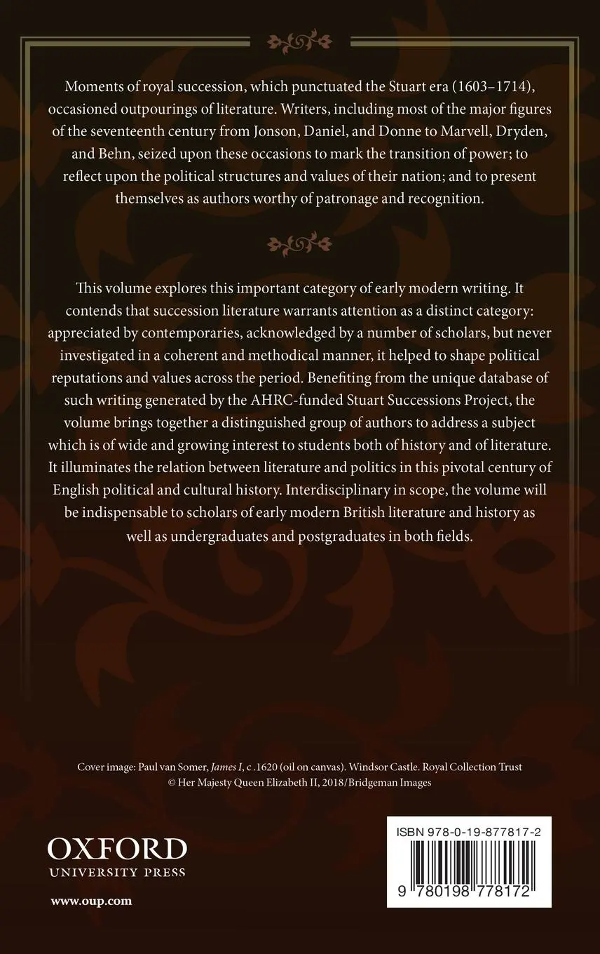 Rückseite: 9780198778172 | Stuart Succession Literature | Moments and Transformations | Buch