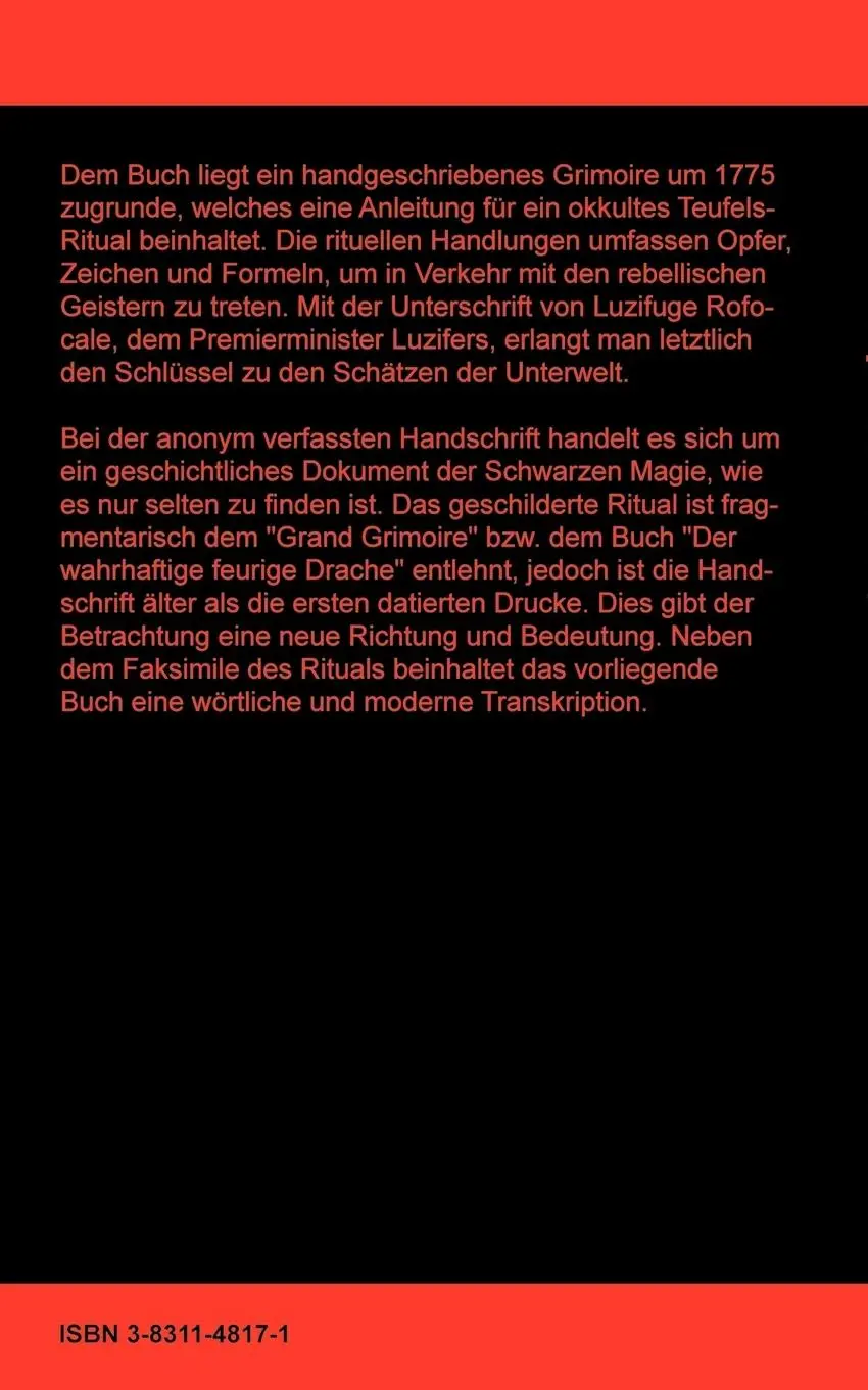 Rückseite: 9783831148172 | Grimoire - Manuskript um 1775 | Bent M. Scharfenberg | Taschenbuch
