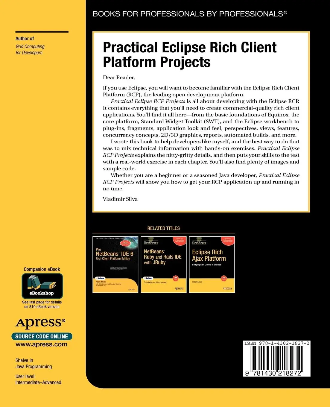 Rückseite: 9781430218272 | Practical Eclipse Rich Client Platform Projects | Vladimir Silva