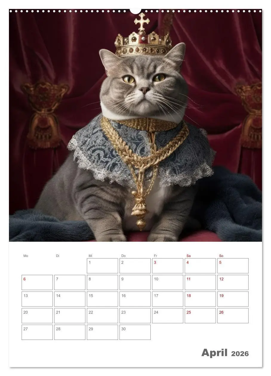 Bild: 9783516318272 | Royale Katzen Portraits (hochwertiger Premium Wandkalender 2026 DIN...
