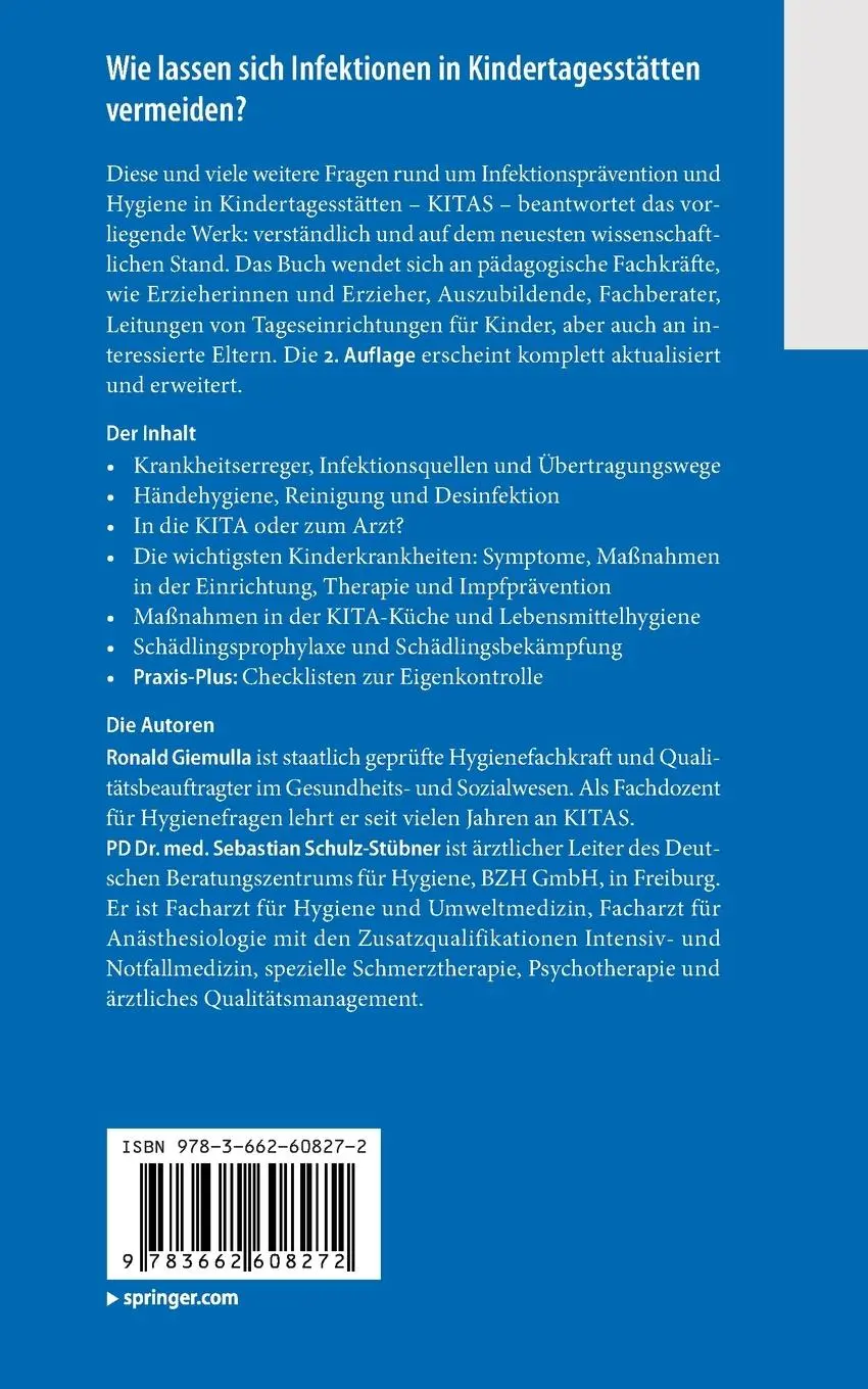 Rückseite: 9783662608272 | Hygiene in Kindertagesstätten | Fragen und Antworten | Taschenbuch