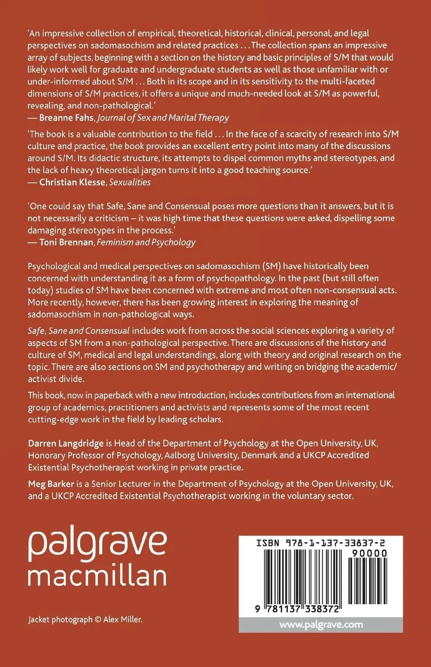 Rückseite: 9781137338372 | Safe, Sane and Consensual | Contemporary Perspectives on Sadomasochism