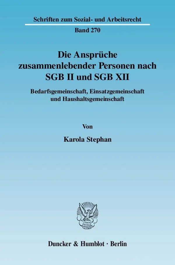 Cover: 9783428128372 | Die Ansprüche zusammenlebender Personen nach SGB II und SGB XII.