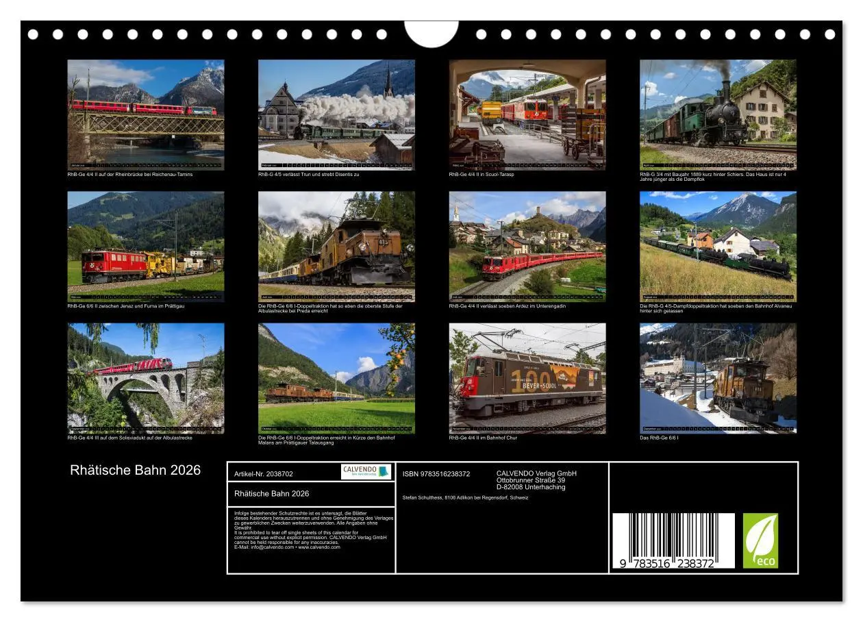 Bild: 9783516238372 | Rhätische Bahn 2026 (Wandkalender 2026 DIN A4 quer), CALVENDO...