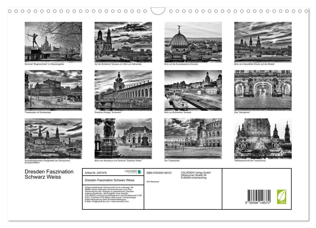 Bild: 9783594148372 | Dresden Faszination Schwarz Weiss (Wandkalender 2027 DIN A3 quer),...