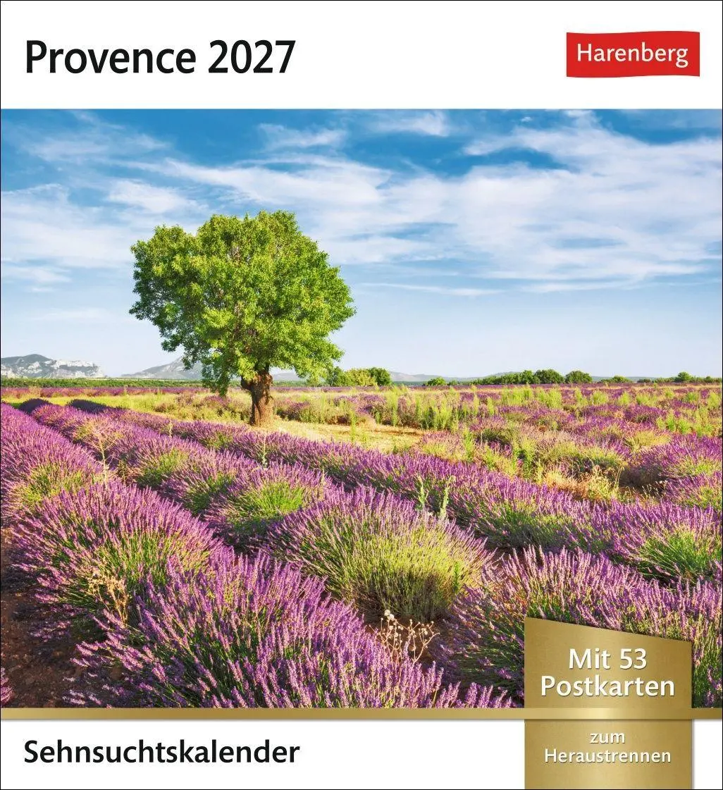 Cover: 9783840038372 | Provence Sehnsuchtskalender 2027 - Wochenkalender mit 53 Postkarten