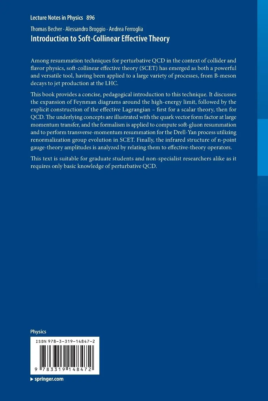 Rückseite: 9783319148472 | Introduction to Soft-Collinear Effective Theory | Becher (u. a.) | xi