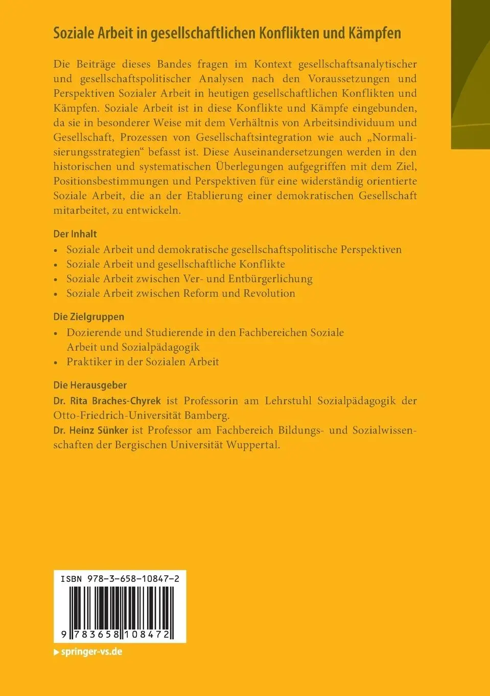 Rückseite: 9783658108472 | Soziale Arbeit in gesellschaftlichen Konflikten und Kämpfen | Buch