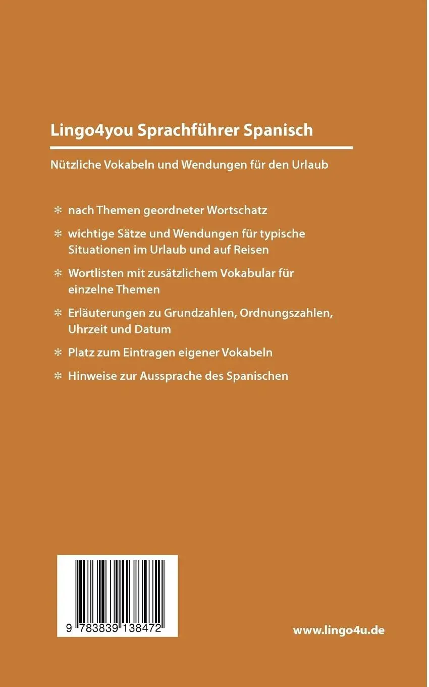 Rückseite: 9783839138472 | Lingo4you Sprachführer Spanisch | Heike Pahlow (u. a.) | Taschenbuch