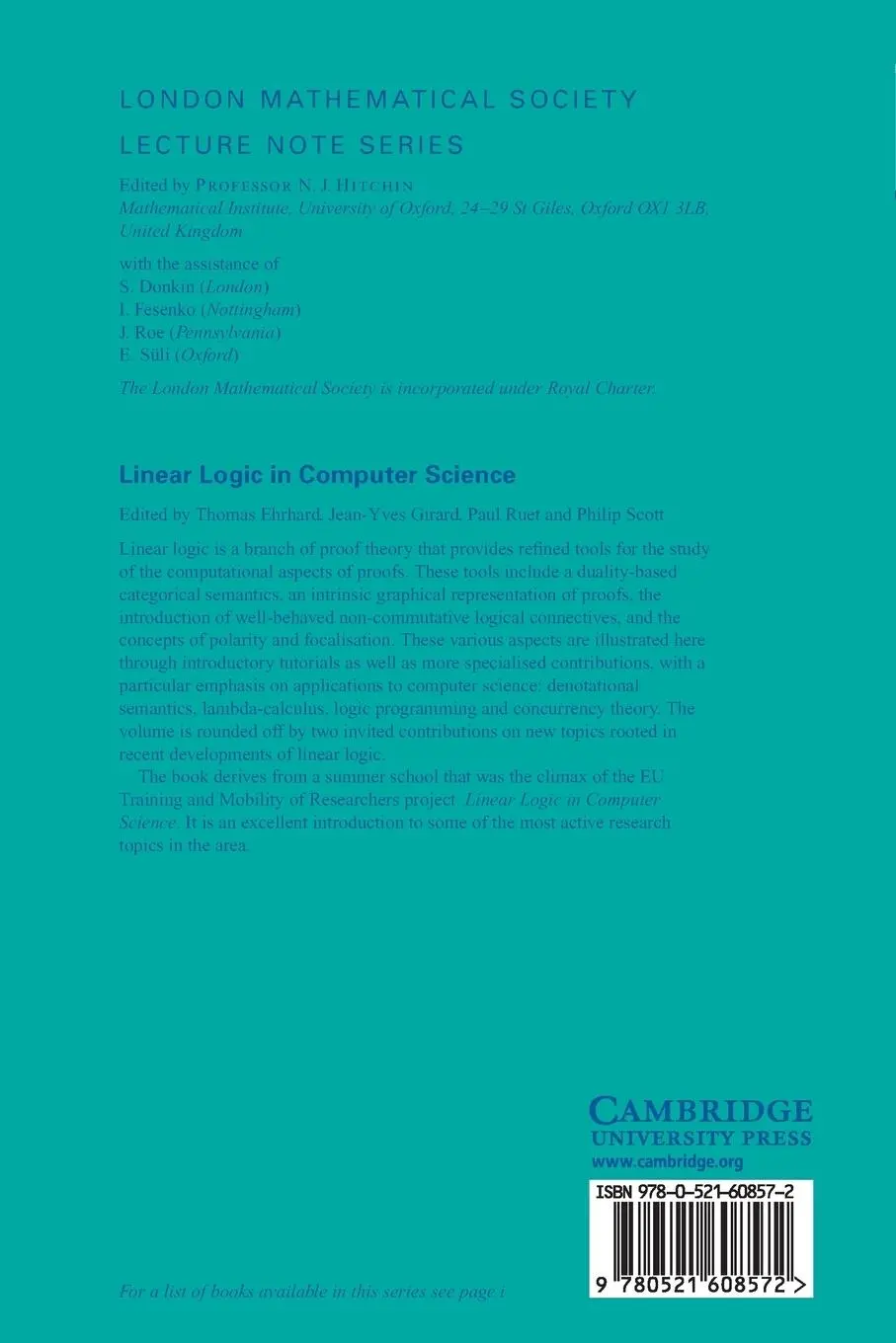 Rückseite: 9780521608572 | Linear Logic in Computer Science | Thomas Ehrhard (u. a.) | Buch