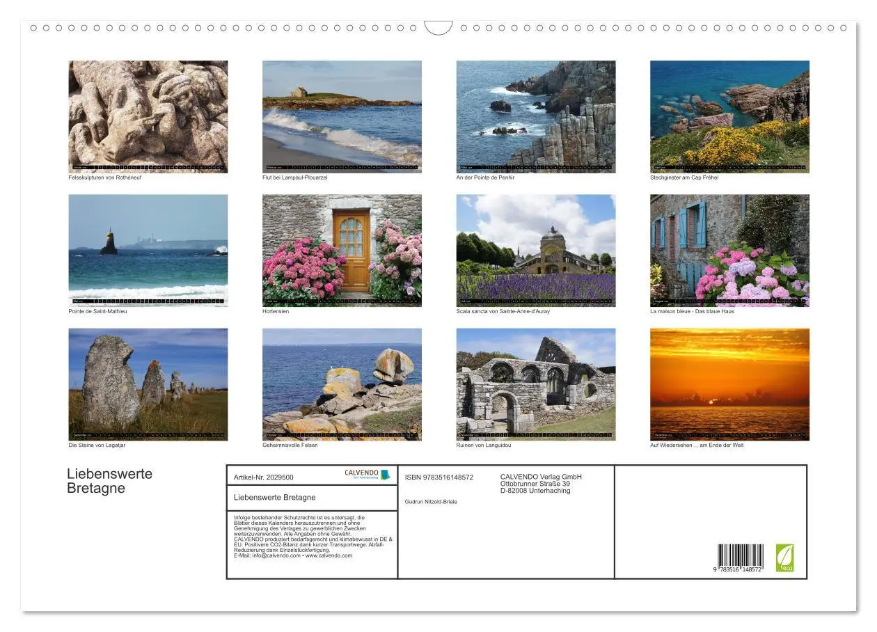 Bild: 9783516148572 | Liebenswerte Bretagne (Wandkalender 2026 DIN A2 quer), CALVENDO...