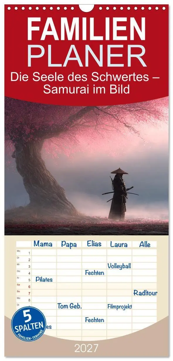 Cover: 9783594288672 | Familienplaner 2027 - Die Seele des Schwertes - Samurai im Bild mit...