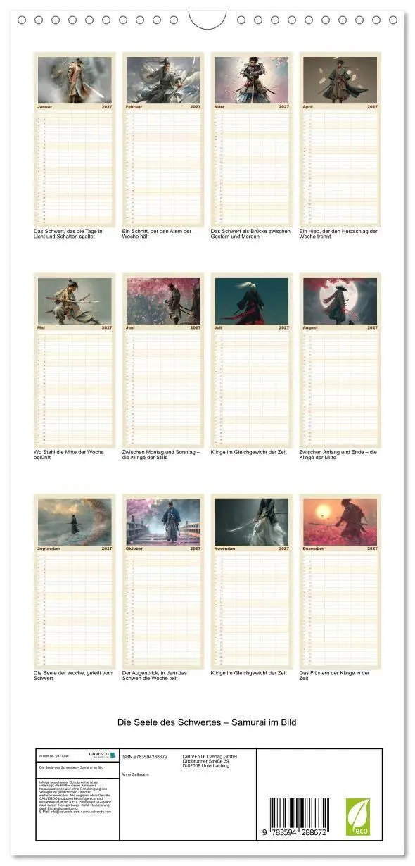 Bild: 9783594288672 | Familienplaner 2027 - Die Seele des Schwertes - Samurai im Bild mit...
