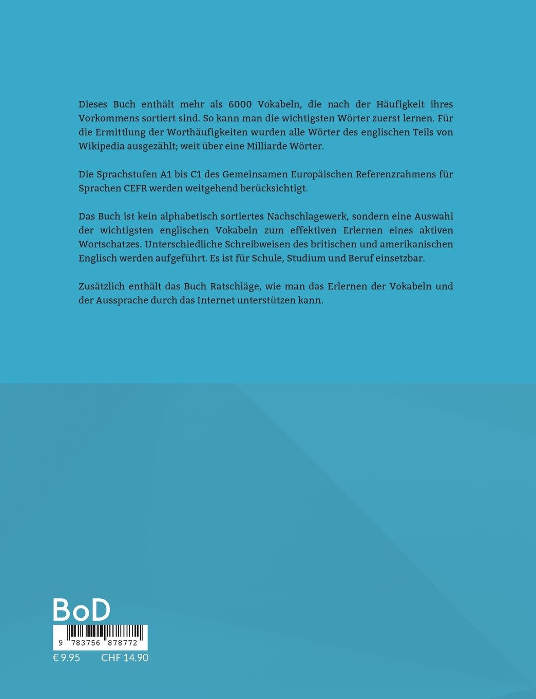 Rückseite: 9783756878772 | 6000 Englische Vokabeln nach Häufigkeit | Anke Dieckmann | Taschenbuch