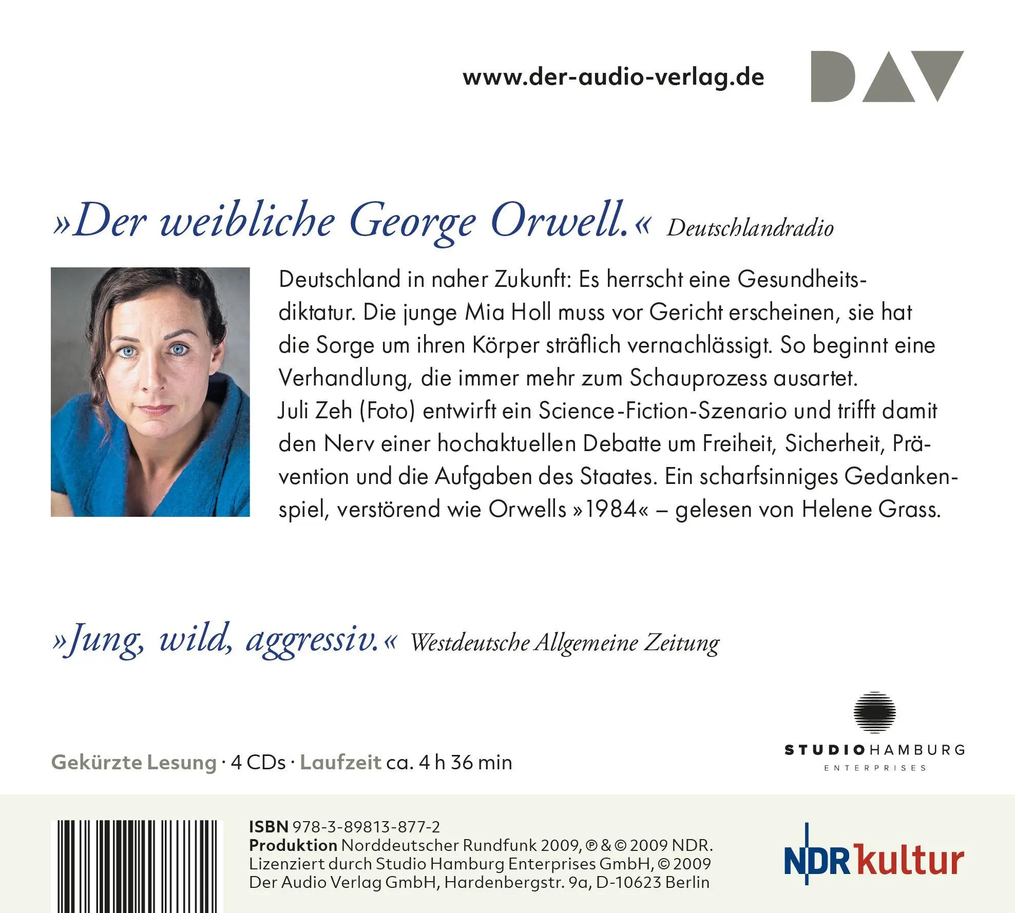 Rückseite: 9783898138772 | Corpus Delicti. Ein Prozess | Juli Zeh | Audio-CD | 4 Audio-CDs | 2009