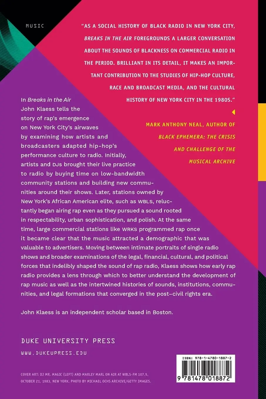 Rückseite: 9781478018872 | Breaks in the Air | The Birth of Rap Radio in New York City | Klaess