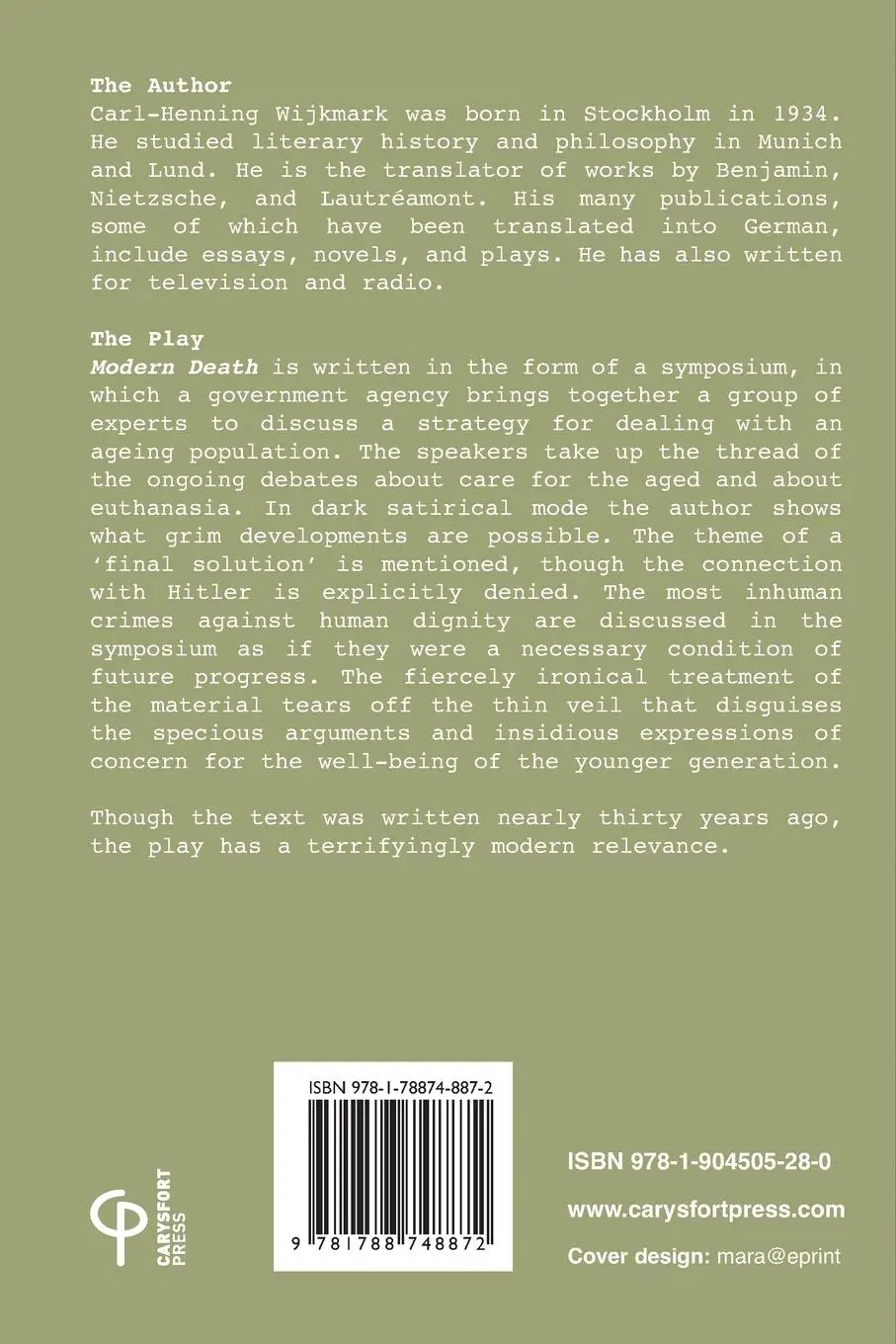 Rückseite: 9781788748872 | Modern Death | The End of Civilization | Carl-Henning Wijkmark | Buch