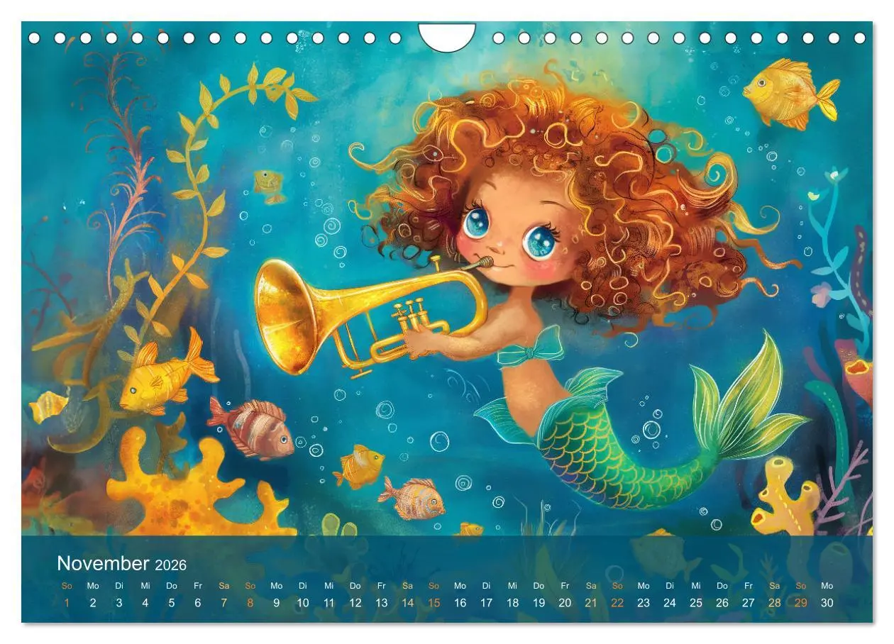Bild: 9783457338872 | Kleine Meerjungfrauen (Wandkalender 2026 DIN A4 quer), CALVENDO...