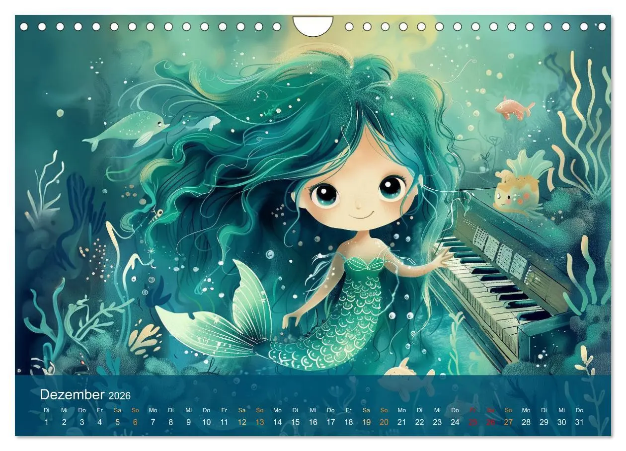 Bild: 9783457338872 | Kleine Meerjungfrauen (Wandkalender 2026 DIN A4 quer), CALVENDO...