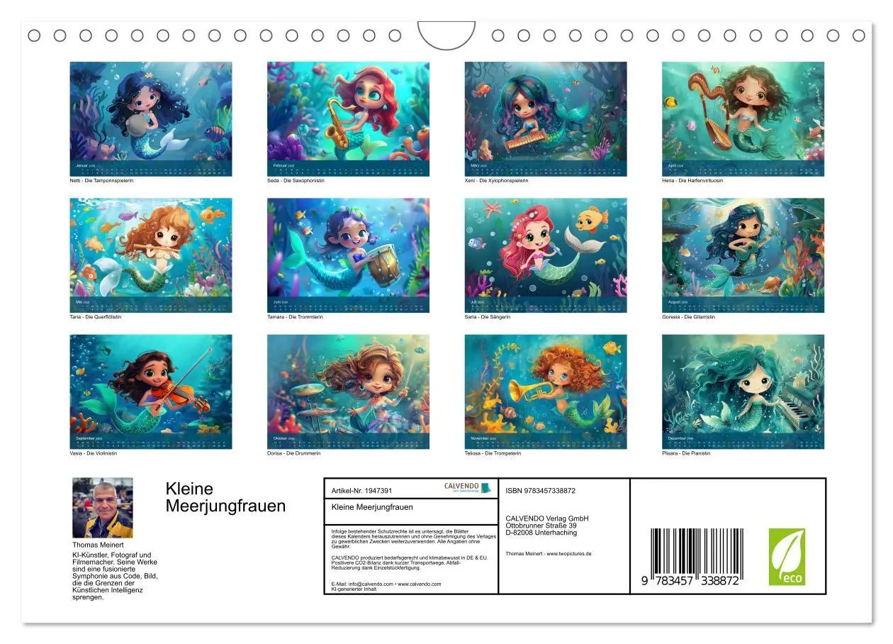 Bild: 9783457338872 | Kleine Meerjungfrauen (Wandkalender 2026 DIN A4 quer), CALVENDO...
