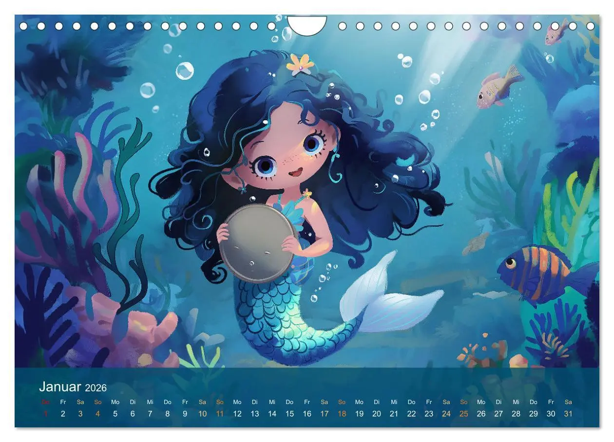 Bild: 9783457338872 | Kleine Meerjungfrauen (Wandkalender 2026 DIN A4 quer), CALVENDO...