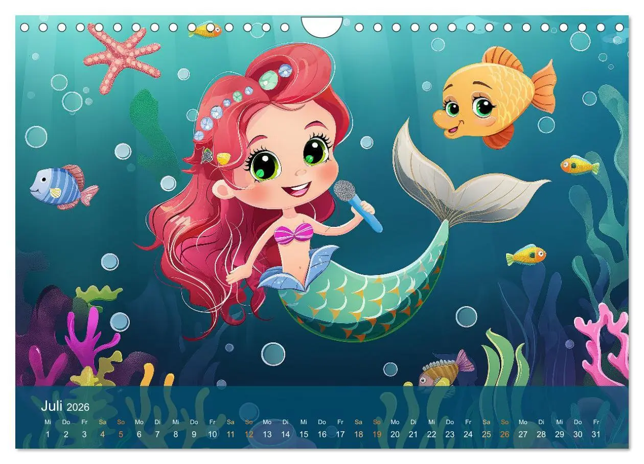 Bild: 9783457338872 | Kleine Meerjungfrauen (Wandkalender 2026 DIN A4 quer), CALVENDO...