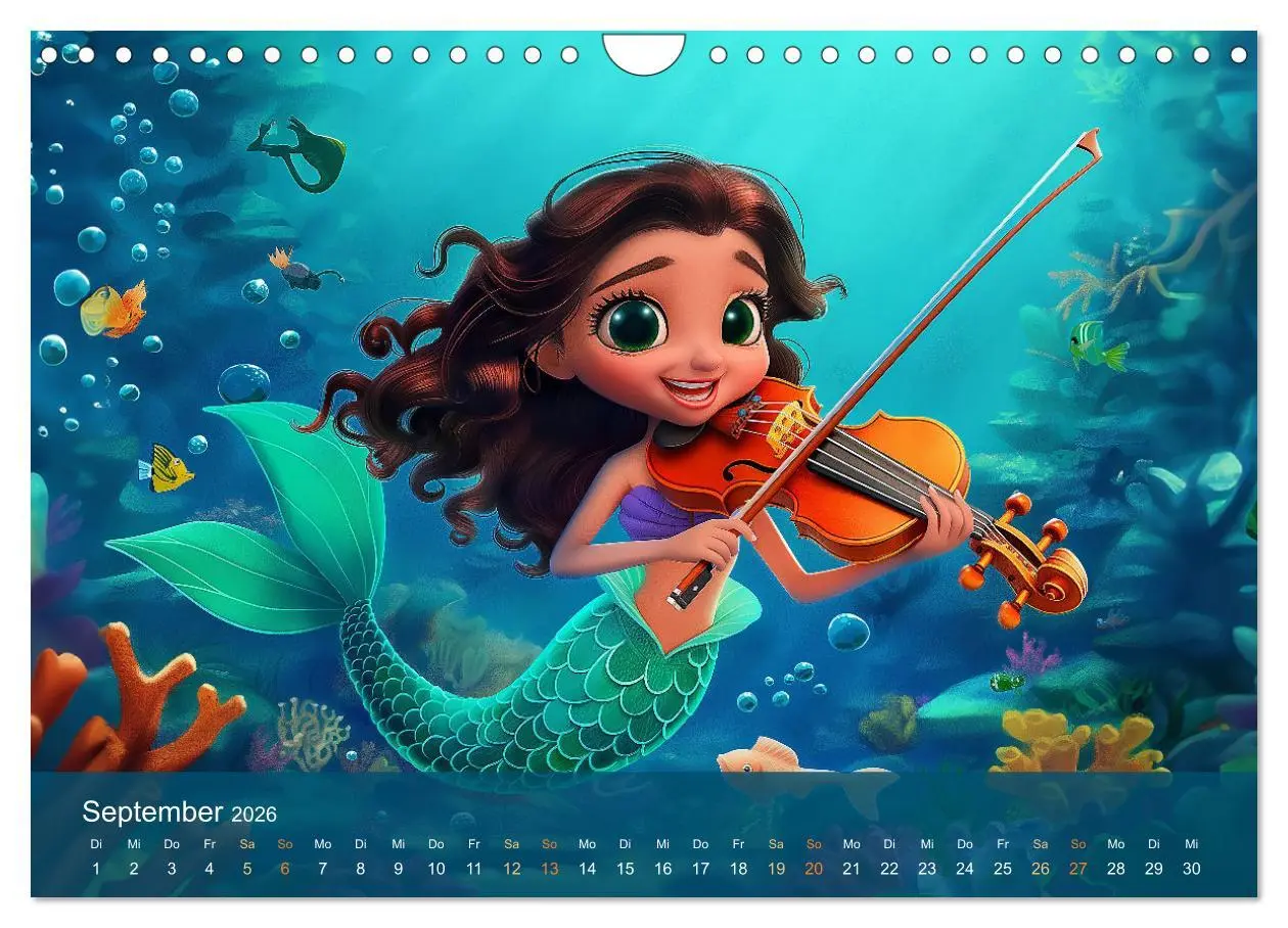 Bild: 9783457338872 | Kleine Meerjungfrauen (Wandkalender 2026 DIN A4 quer), CALVENDO...
