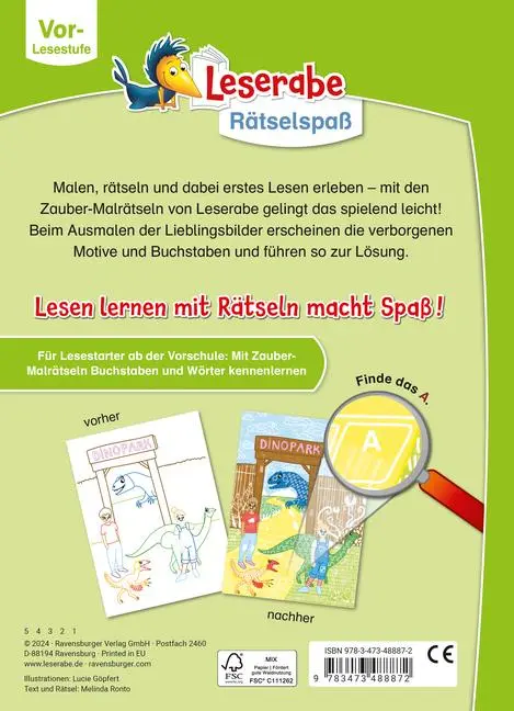 Bild: 9783473488872 | Leserabe Rätselspaß - Zauber-Malrätsel zum Lesenlernen: Dinos...