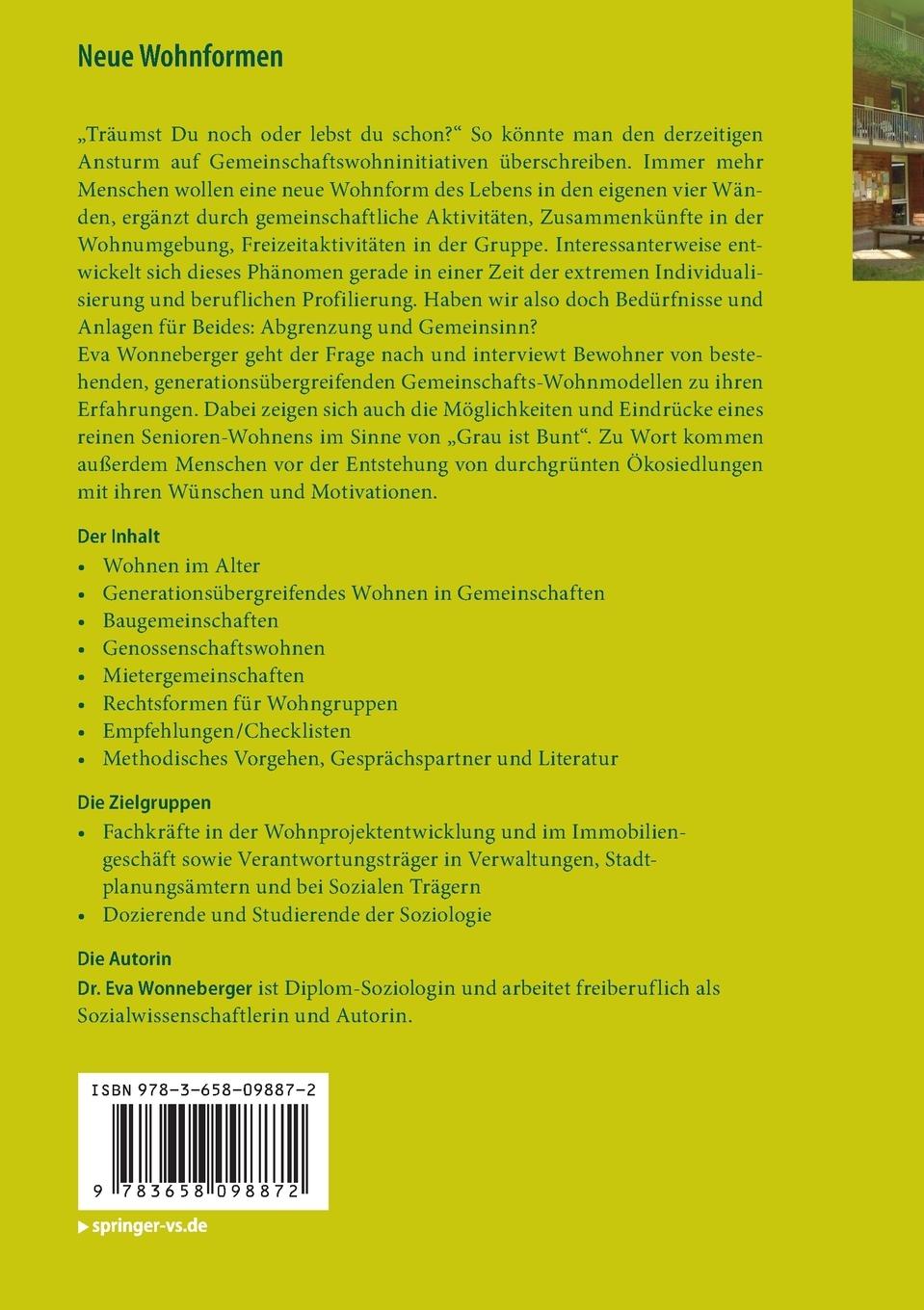 Rückseite: 9783658098872 | Neue Wohnformen | Neue Lust am Gemeinsinn? | Eva Wonneberger | Buch
