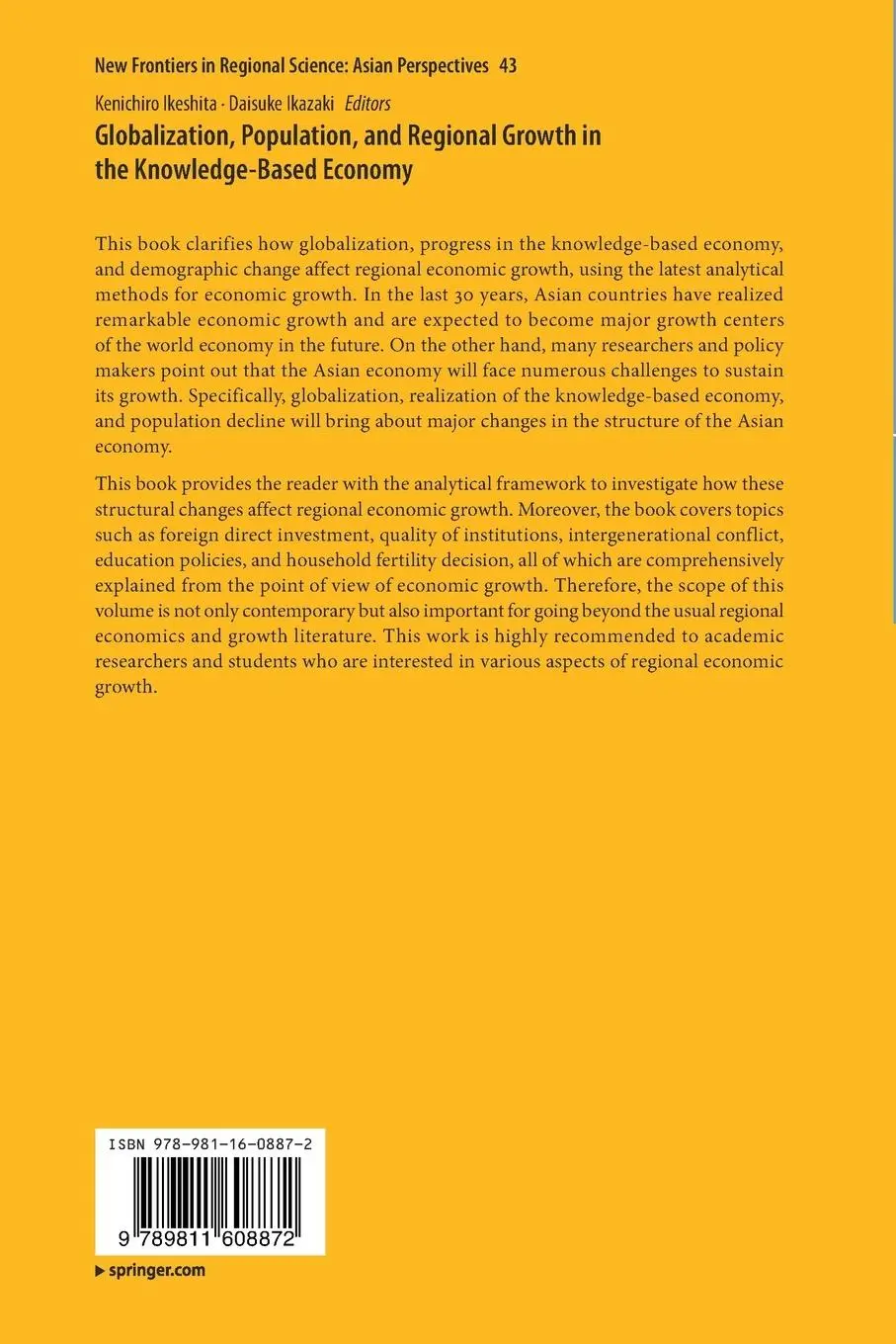 Rückseite: 9789811608872 | Globalization, Population, and Regional Growth in the...
