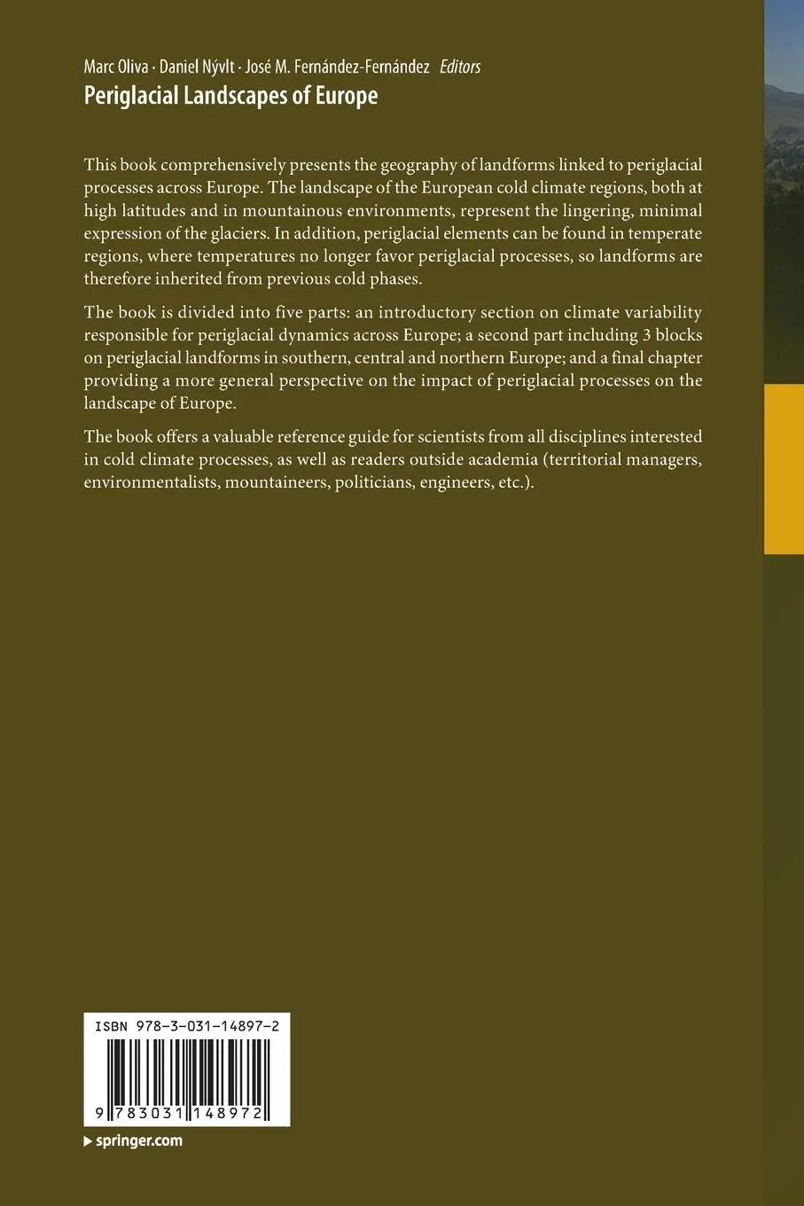 Rückseite: 9783031148972 | Periglacial Landscapes of Europe | Marc Oliva (u. a.) | Taschenbuch