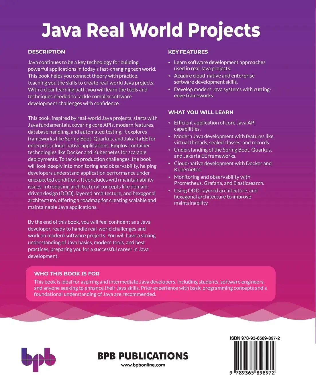 Rückseite: 9789365898972 | Java Real World Projects | Davi Vieira | Taschenbuch | Englisch | 2024 Rückseite: 9789365898972 | Java Real World Projects | Davi Vieira | Taschenbuch | Englisch | 2024