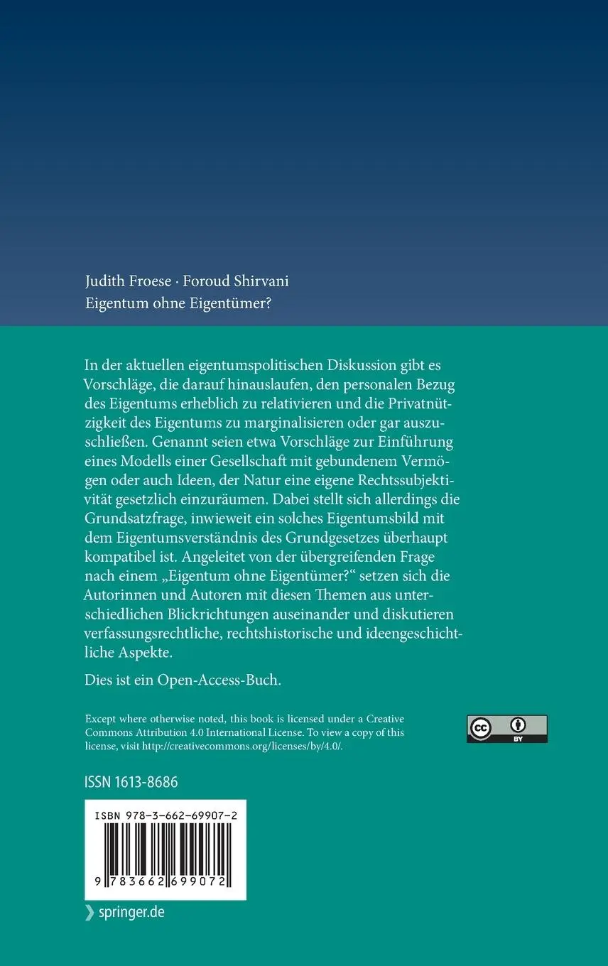 Rückseite: 9783662699072 | Eigentum ohne Eigentümer? | Foroud Shirvani (u. a.) | Buch | ix | 2024