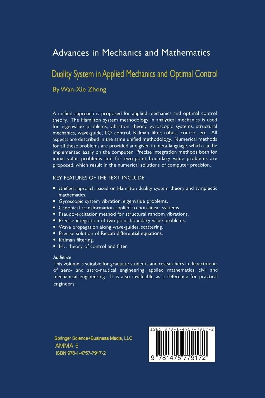 Rückseite: 9781475779172 | Duality System in Applied Mechanics and Optimal Control | Zhong | Buch