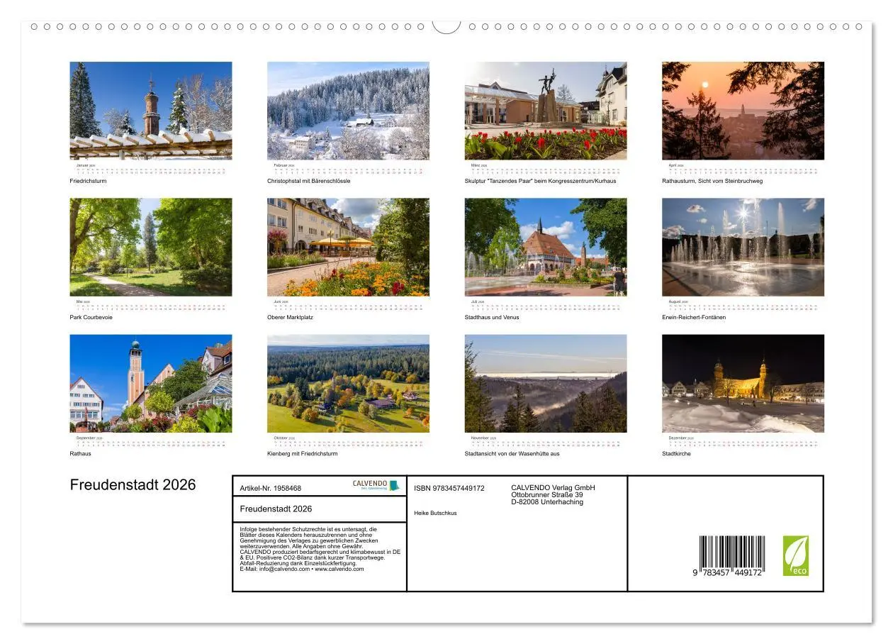 Bild: 9783457449172 | Freudenstadt 2026 (hochwertiger Premium Wandkalender 2026 DIN A2...
